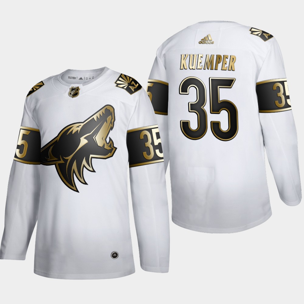 Arizona Coyotes #35 Darcy Kuemper Men Adidas White Golden Edition Limited Stitched NHL Jersey->arizona coyotes->NHL Jersey